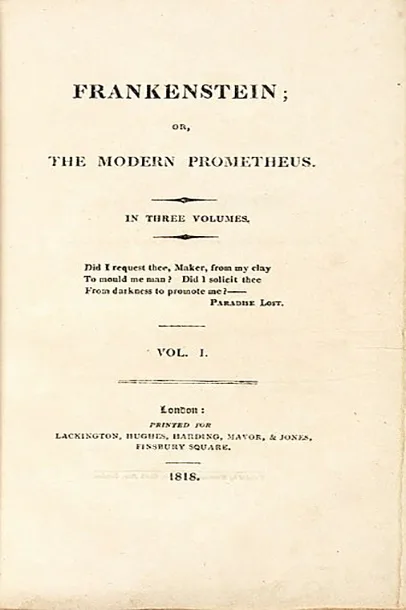 Frankenstein 1818 edition title page
