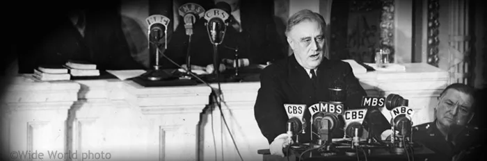 Roosevelt delivers a speech
