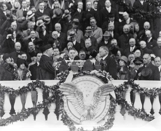 Chief Justice William H. Taft administering the oath of office to Herbert Hoover