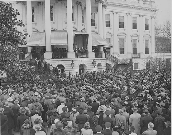 President Franklin D. Roosevelt delivering his fourth Inaugural Address