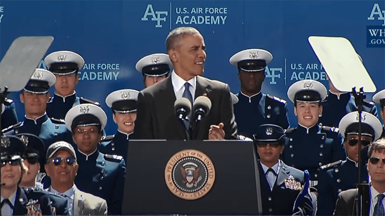 President Obama Addresses the 2016 US Air Force Academy Graduates.