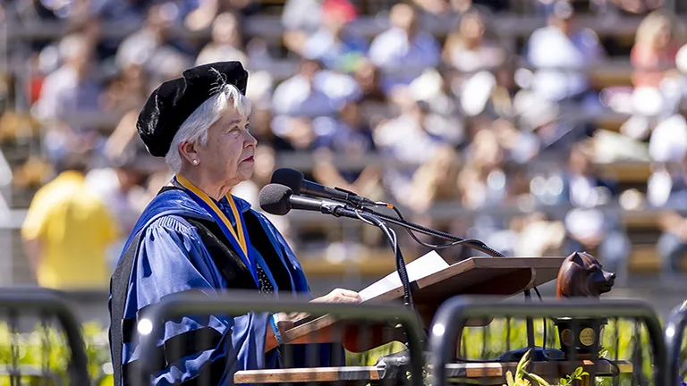 Chancellor Carol Christ at UC Berkeley's 2024 commencement ceremony